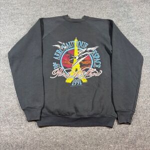 Vintage Fruit Of The Loom Sweatshirt Men's XL 1991 Paris Air Show Black Raglan